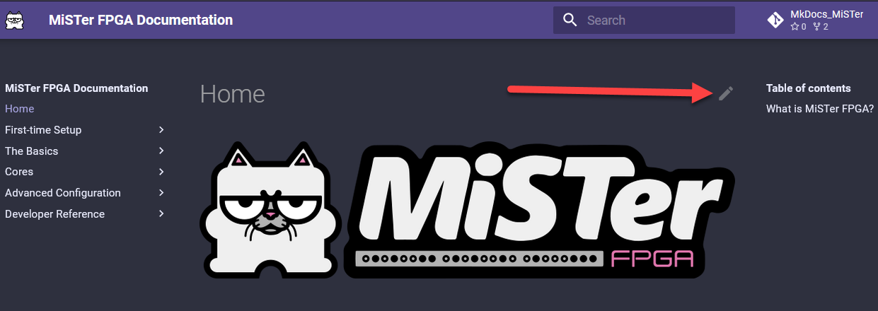 Edit this documentation page button